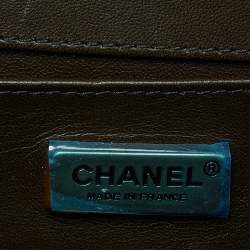 Pre Owned Chanel Olive Green Python and Leather Medium Boy Flap Bag