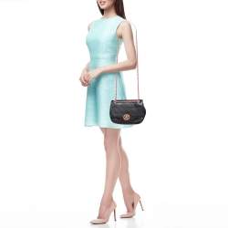 Pre Owned Chanel Black/Pink Quilted Leather CC Chain Logo Shoulder Bag