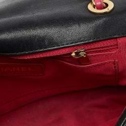 Pre Owned Chanel Black/Pink Quilted Leather CC Chain Logo Shoulder Bag