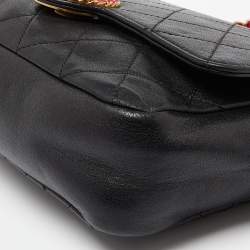 Pre Owned Chanel Black/Pink Quilted Leather CC Chain Logo Shoulder Bag