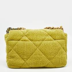 Chanel Green Quilted Corduroy Medium 19 Flap Bag