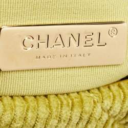 Chanel Green Quilted Corduroy Medium 19 Flap Bag