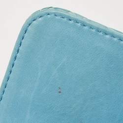 Pre Owned Chanel Light Blue Python Medium Classic Single Flap Bag