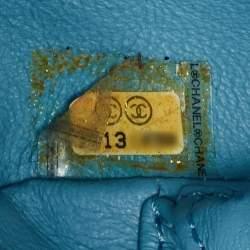 Pre Owned Chanel Light Blue Python Medium Classic Single Flap Bag