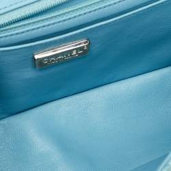 Pre Owned Chanel Light Blue Python Medium Classic Single Flap Bag