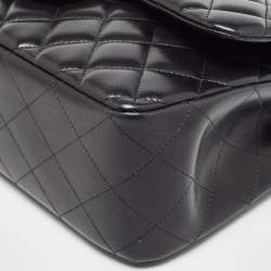 Pre Owned Chanel Black Quilted Leather Jumbo Classic Double Flap Bag