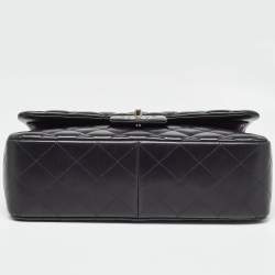Pre Owned Chanel Black Quilted Leather Jumbo Classic Double Flap Bag