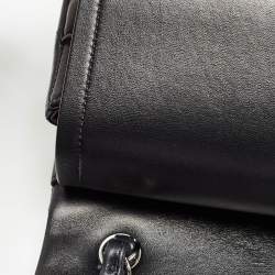 Pre Owned Chanel Black Quilted Leather Jumbo Classic Double Flap Bag