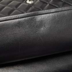 Pre Owned Chanel Black Quilted Leather Jumbo Classic Double Flap Bag