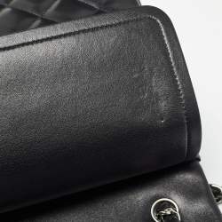 Pre Owned Chanel Black Quilted Leather Jumbo Classic Double Flap Bag