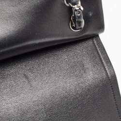 Pre Owned Chanel Black Quilted Leather Jumbo Classic Double Flap Bag