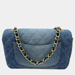 Chanel Blue Washed Denim Quilted Mini Rectangular Flap Bag