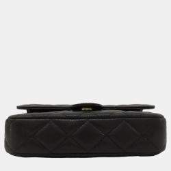 Chanel Black Caviar Leather Chain Shoulder Bag 