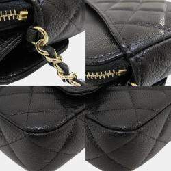 Chanel Black Caviar Leather Chain Shoulder Bag 