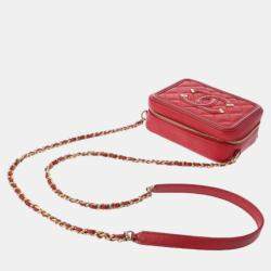 Chanel Red Leather Small Filigree Shoulder Bags