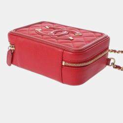 Chanel Red Leather Small Filigree Shoulder Bags