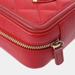 Chanel Red Leather Small Filigree Shoulder Bags