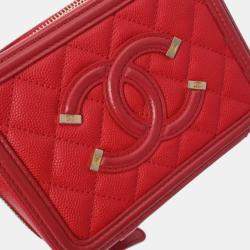 Chanel Red Leather Small Filigree Shoulder Bags