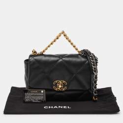 Pre Owned Chanel Black Quilted Leather Small 19 Flap Bag