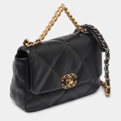 Pre Owned Chanel Black Quilted Leather Small 19 Flap Bag