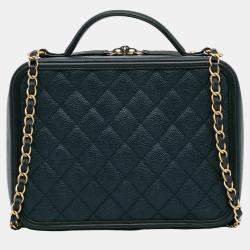 Chanel Navy Blue Large Caviar CC Filigree Vanity Case