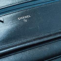 Chanel Metallic Teal Lizard CC Classic Wallet on Chain  