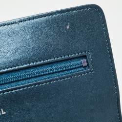Chanel Metallic Teal Lizard CC Classic Wallet on Chain  