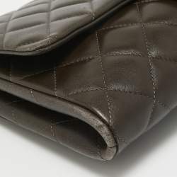 Pre Owned Chanel Choco Brown Quilted Leather Classic Flap Chain Clutch