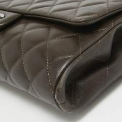 Pre Owned Chanel Choco Brown Quilted Leather Classic Flap Chain Clutch