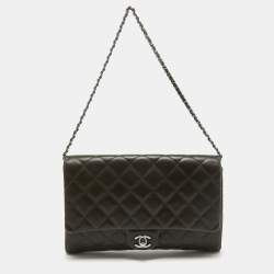 Pre Owned Chanel Choco Brown Quilted Leather Classic Flap Chain Clutch