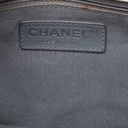 Pre Owned Chanel Grey Patent Leather Large Reverso Boy Flap Bag