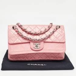 Pre Owned Chanel Pink Quilted Aged Leather CC Double Flap Bag