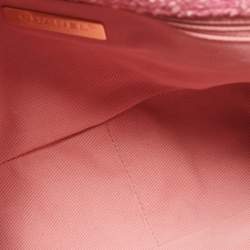 Pre Owned Chanel Pink Quilted Tweed 19 Large Flap Bag