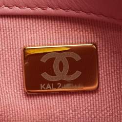 Pre Owned Chanel Pink Quilted Tweed 19 Large Flap Bag