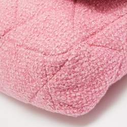 Pre Owned Chanel Pink Quilted Tweed 19 Large Flap Bag