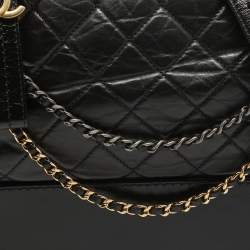 Chanel Black Quilted Aged Leather Medium Gabrielle Hobo