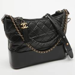 Chanel Black Quilted Aged Leather Medium Gabrielle Hobo