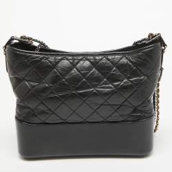 Chanel Black Quilted Aged Leather Medium Gabrielle Hobo