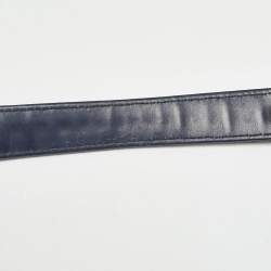Pre Owned Chanel Navy Blue Perforated Leather Punch Flap Bag