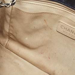 Pre Owned Chanel Navy Blue Perforated Leather Punch Flap Bag