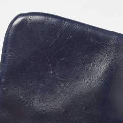 Pre Owned Chanel Navy Blue Perforated Leather Punch Flap Bag