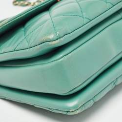 Chanel Aqua Green Quilted Leather Small Trendy CC Flap Bag