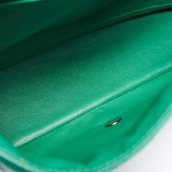 Chanel Green Chevron Leather Maxi Classic Single Flap Bag
