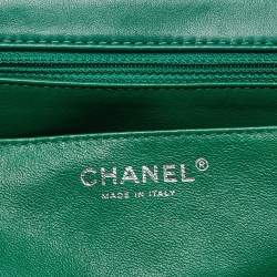 Chanel Green Chevron Leather Maxi Classic Single Flap Bag
