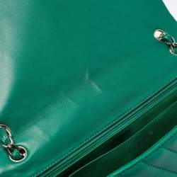 Chanel Green Chevron Leather Maxi Classic Single Flap Bag