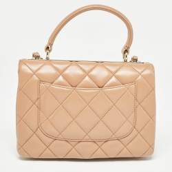 Chanel Beige Quilted Leather Small Trendy CC Top Handle Bag