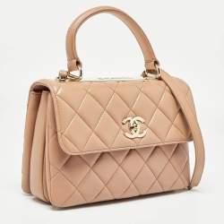 Chanel Beige Quilted Leather Small Trendy CC Top Handle Bag