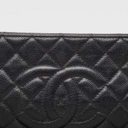 Pre Owned Chanel Black Caviar Leather CC Frame Clutch