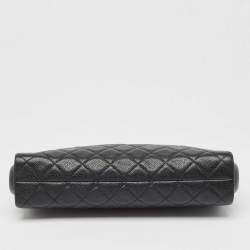 Pre Owned Chanel Black Caviar Leather CC Frame Clutch