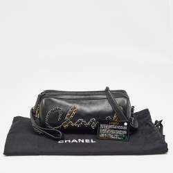 Pre Owned Chanel  Black Leather Chain Signature Bowler Bag